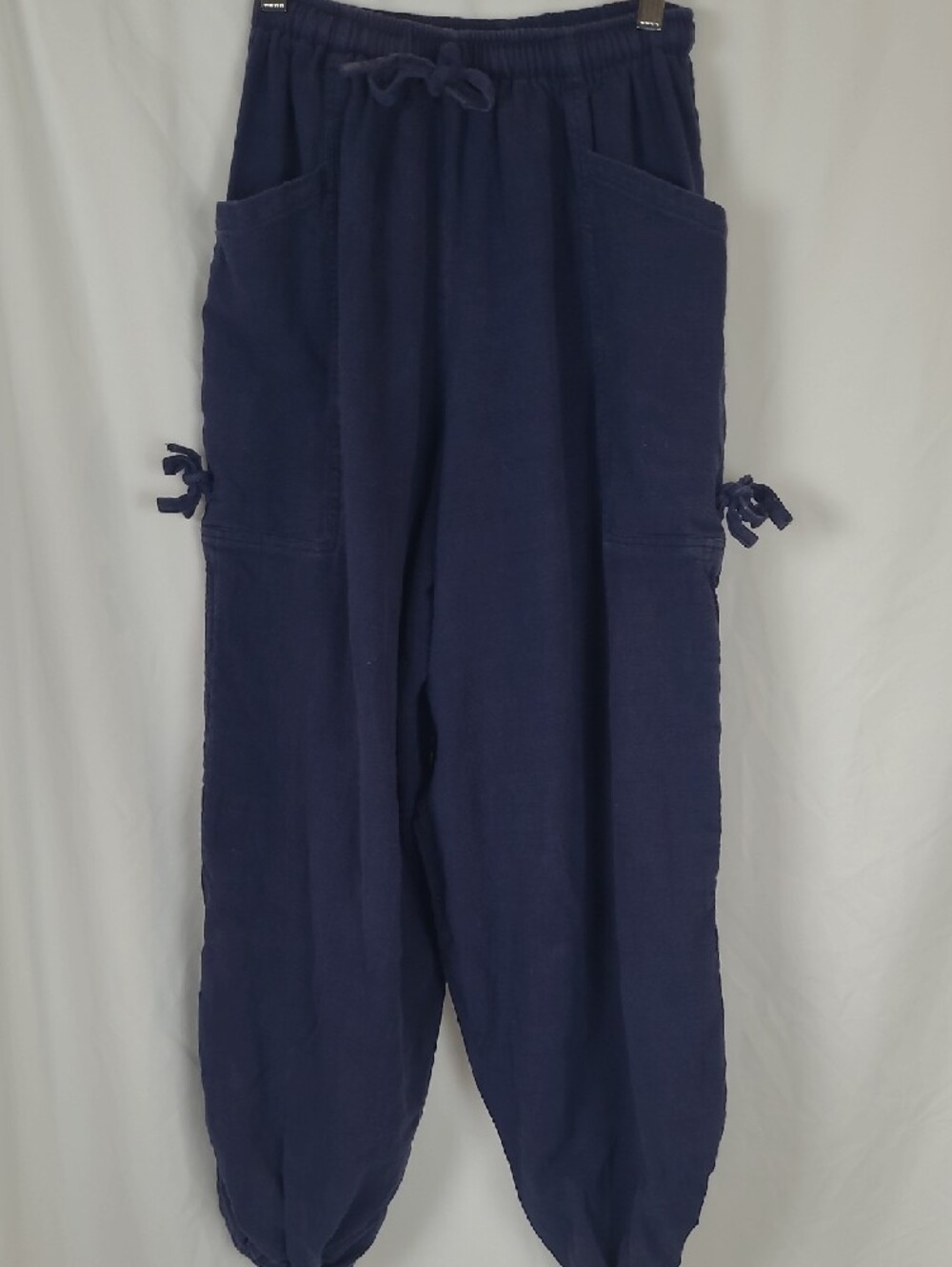 VTG Midfolk Canada Navy Blue Balloon Harem Pants 100% Cotton O/S